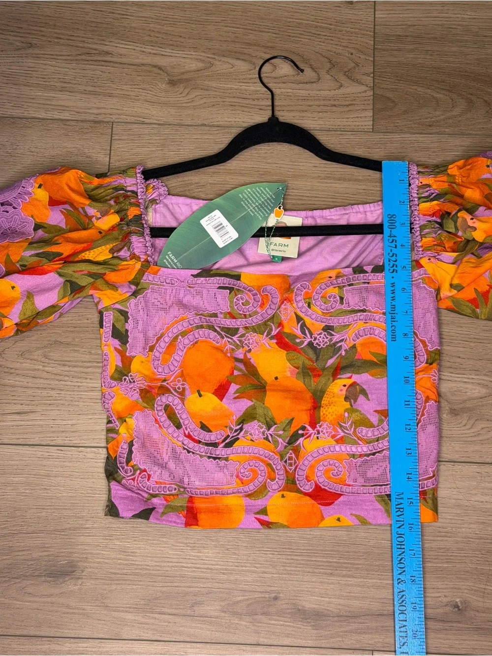 Mango Macaws Smocked Puff-Sleeve Blouse  purple lace square neck floral brocade